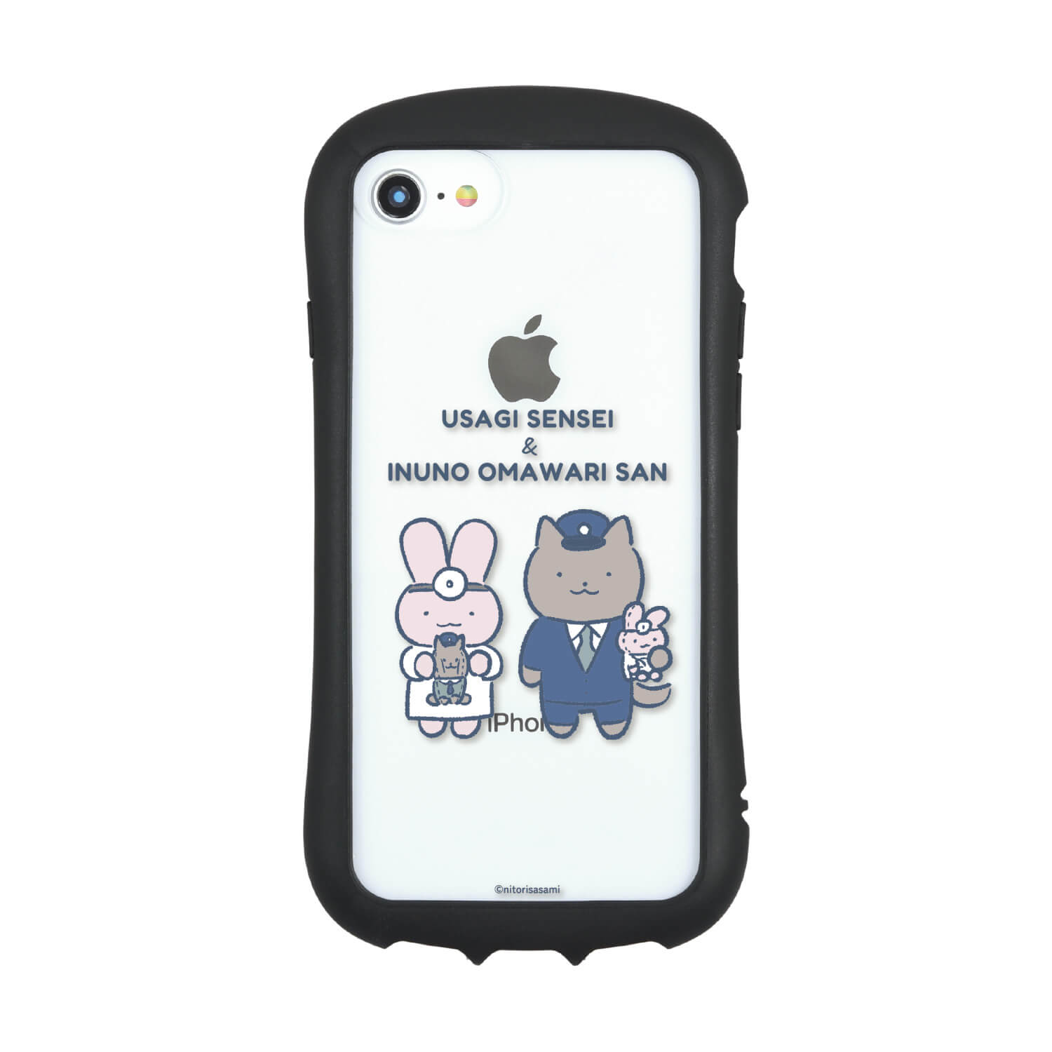 小白虎與黑虎蝦 適用於 iPhone SE (第3/2代), 8, 7, 6s, 6 的透明手機殼 (兔兔醫生與狗狗警察) ホワイトタイガーとブラックタイガー iPhone SE（第3世代／第2世代）／8／7／6s／6対応ハイブリッドクリアケース（うさぎ先生と犬のおまわりさん）