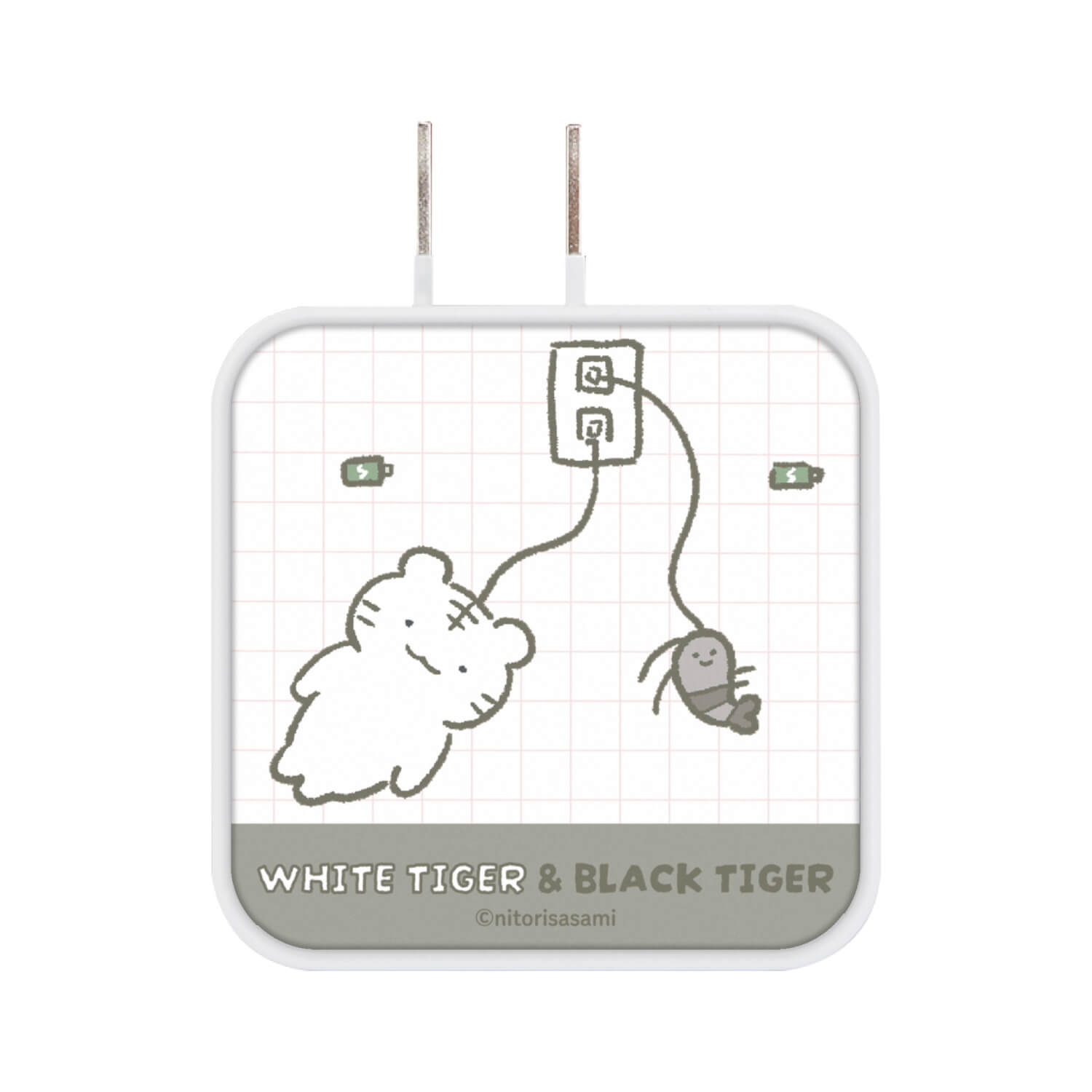 小白虎與黑虎蝦 USB/USB Type-C 充電器 (小白虎與黑虎蝦) ホワイトタイガーとブラックタイガー USB/USBType-C　ACアダプタ（ホワイトタイガーとブラックタイガー）