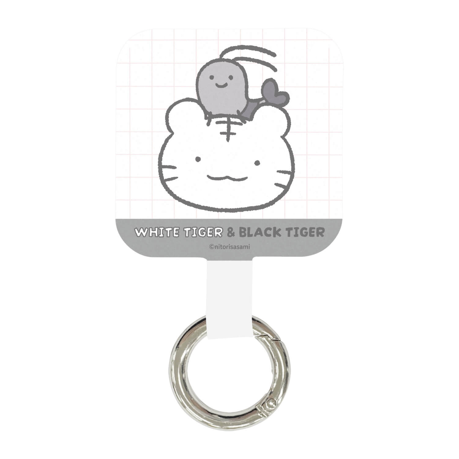 小白虎與黑虎蝦 手機夾環 (小白虎與黑虎蝦) ホワイトタイガーとブラックタイガー マルチリングプラス（ホワイトタイガーとブラックタイガー）