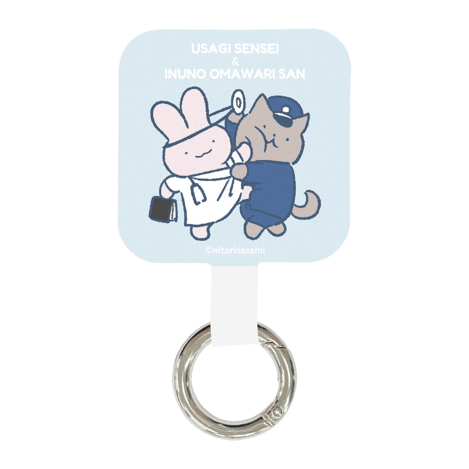 小白虎與黑虎蝦 手機夾環 (兔兔醫生與狗狗警察) ホワイトタイガーとブラックタイガー マルチリングプラス（うさぎ先生と犬のおまわりさん）