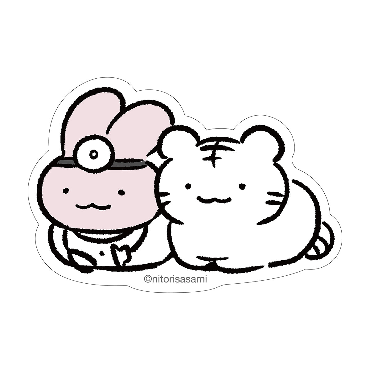 小白虎與黑虎蝦 可以附加到智能手機的尺寸贴纸（箱換） ホワイトタイガーとブラックタイガー スマホに貼れるサイズのステッカー（香箱ずわり）