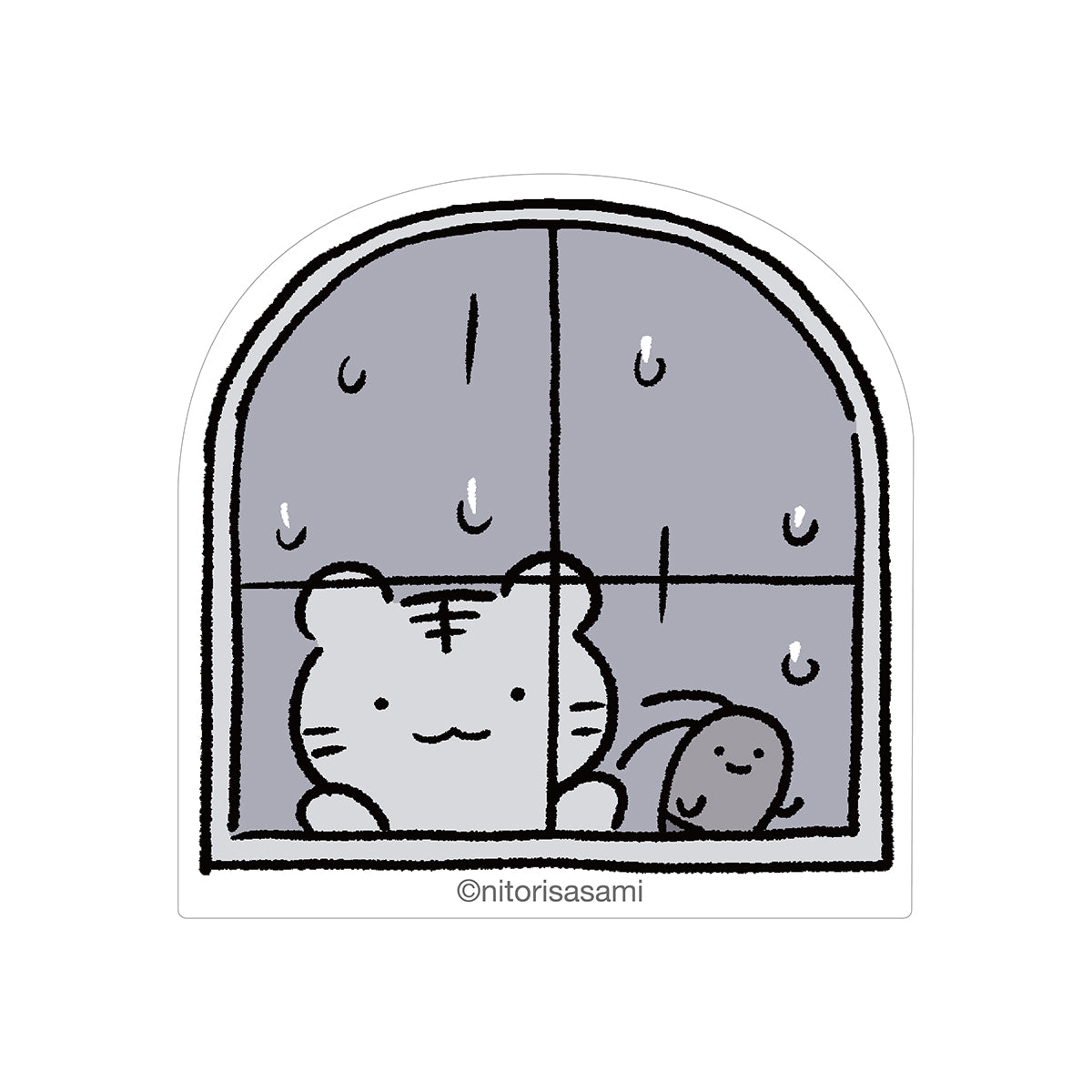 小白虎與黑虎蝦 可以附加到智能手機的尺寸贴纸（窗戶） ホワイトタイガーとブラックタイガー スマホに貼れるサイズのステッカー（まど）