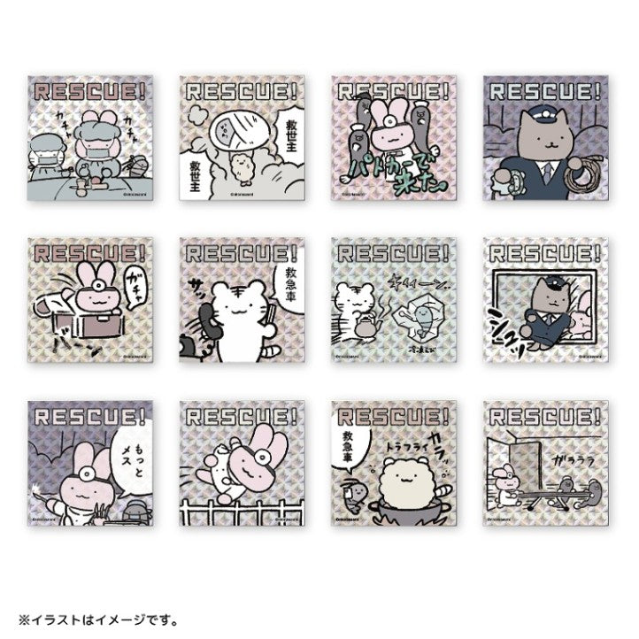 小白虎與黑虎蝦 可以連接到智能手機的救援現場全息圖贴纸收集（總共12種類型） ホワイトタイガーとブラックタイガー スマホに貼れるサイズのレスキューシーン ホログラムステッカーコレクション（全12種）