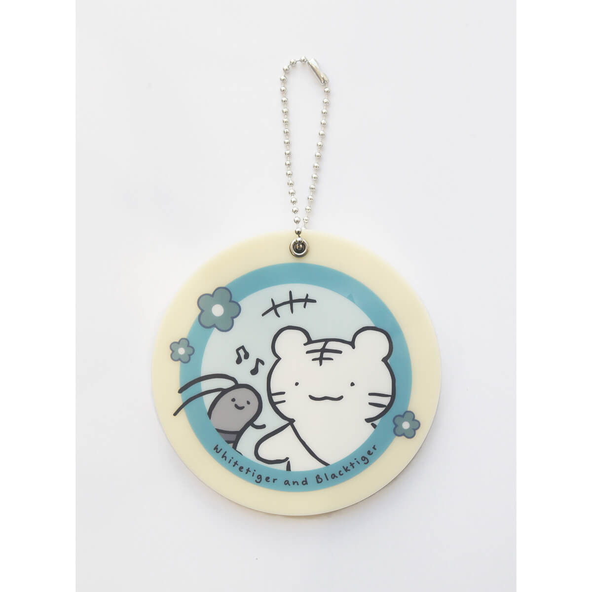 小白虎與黑虎蝦 滑梯鏡（象牙） ホワイトタイガーとブラックタイガー スライドミラー（アイボリー）