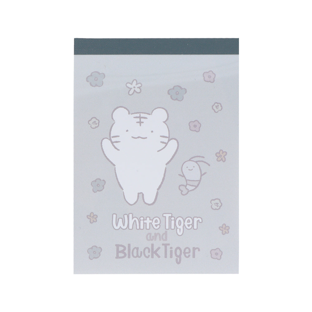 小白虎與黑虎蝦 迷你便條紙 – 灰色 ホワイトタイガーとブラックタイガー メモミニ グレー
