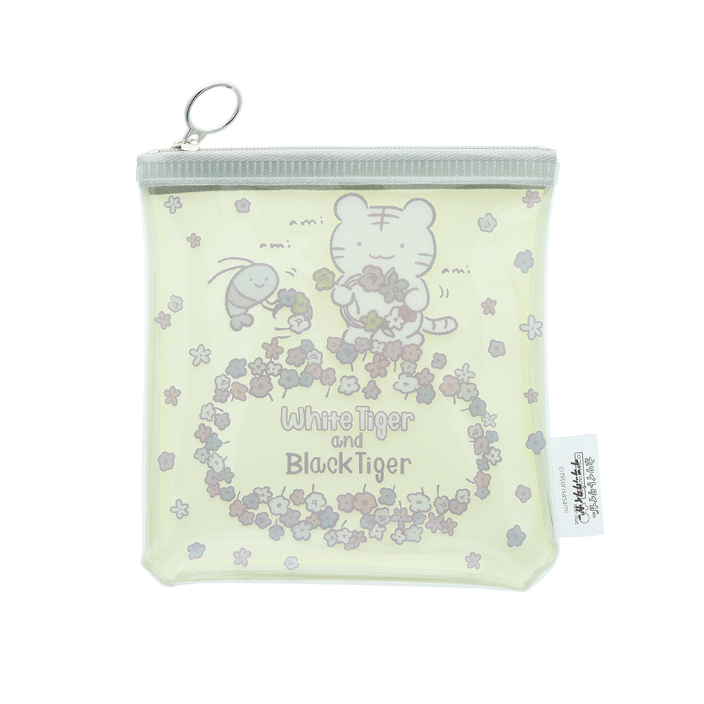 小白虎與黑虎蝦 迷你收納袋 – 灰色 ホワイトタイガーとブラックタイガー ミニポーチ グレー