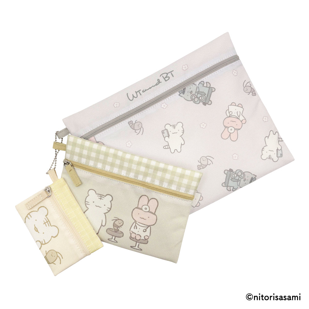 小白虎與黑虎蝦 3件套收納包 ホワイトタイガーとブラックタイガー 3連ポーチ